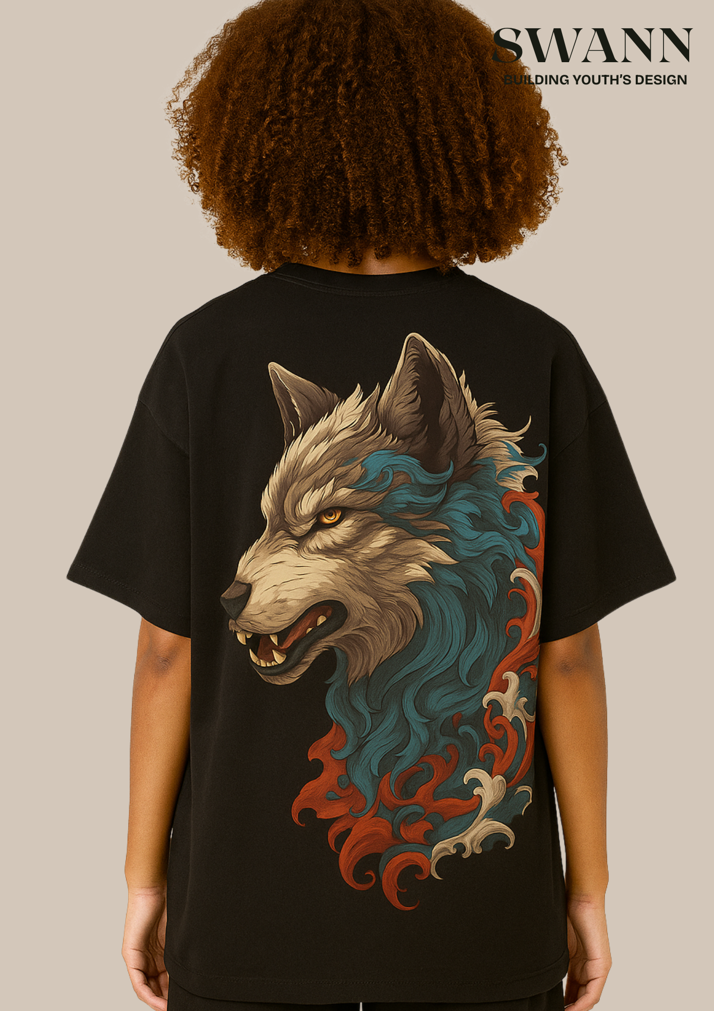 Wolf at back men